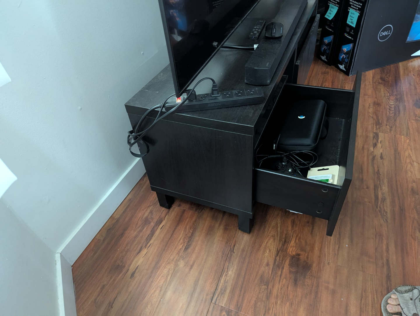 Black TV Stand with Two Drawers - photo 4