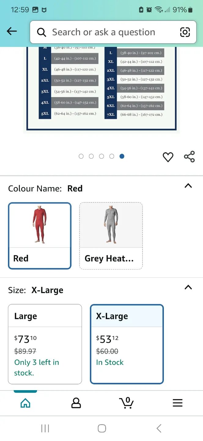 Stanfield's Men's Red Thermal Onesie - XL image indicator(5)