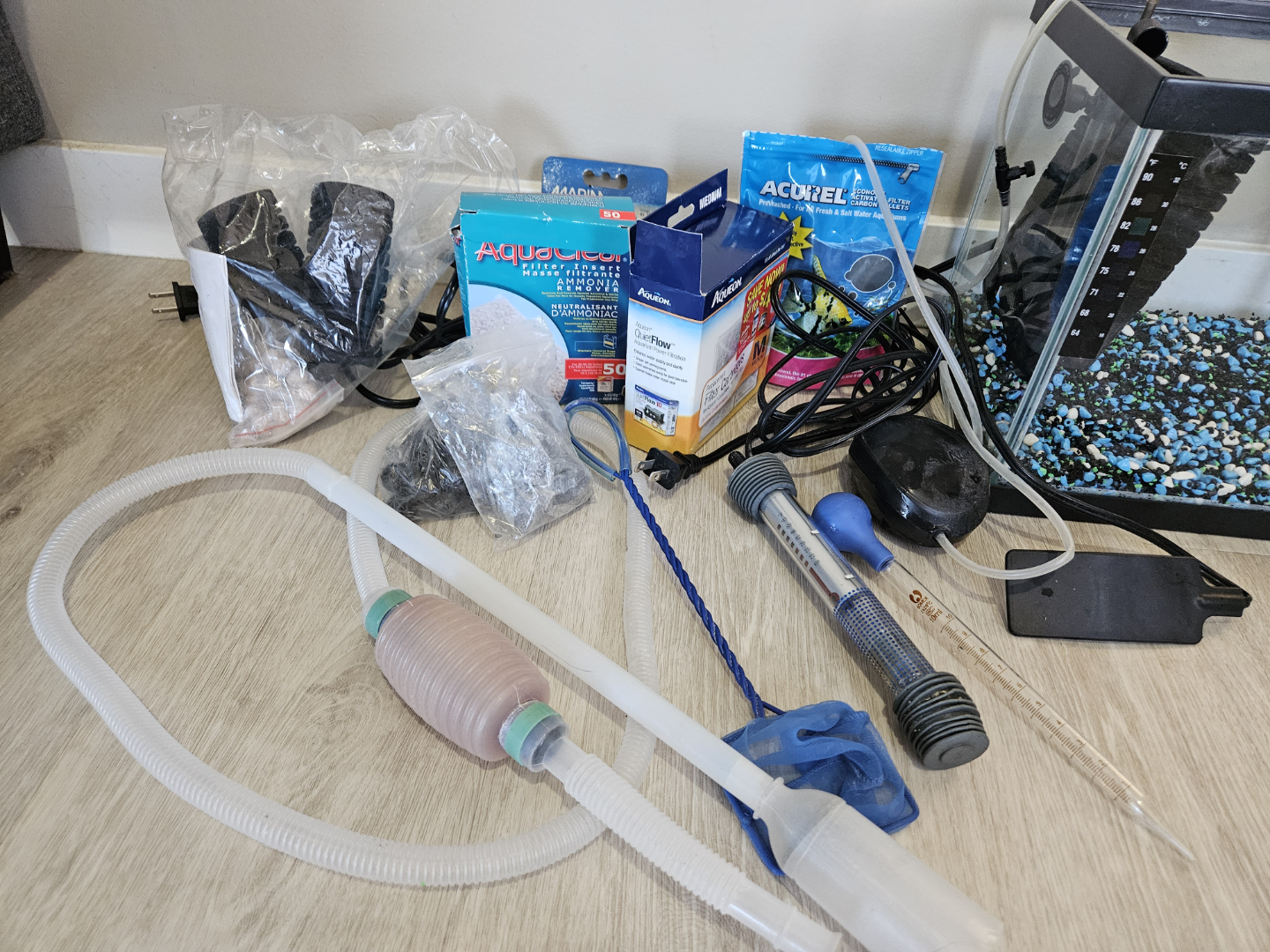 Aquarium starter kit with filter, decorations, and supplies - photo 3