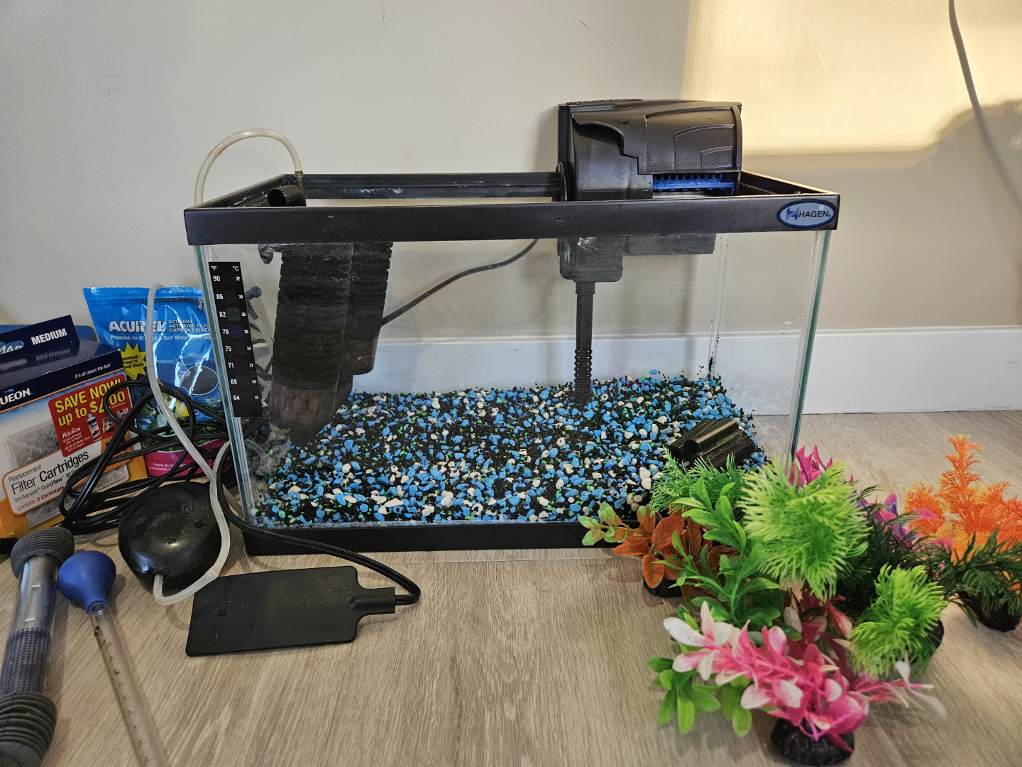 Aquarium starter kit with filter, decorations, and supplies - photo 4