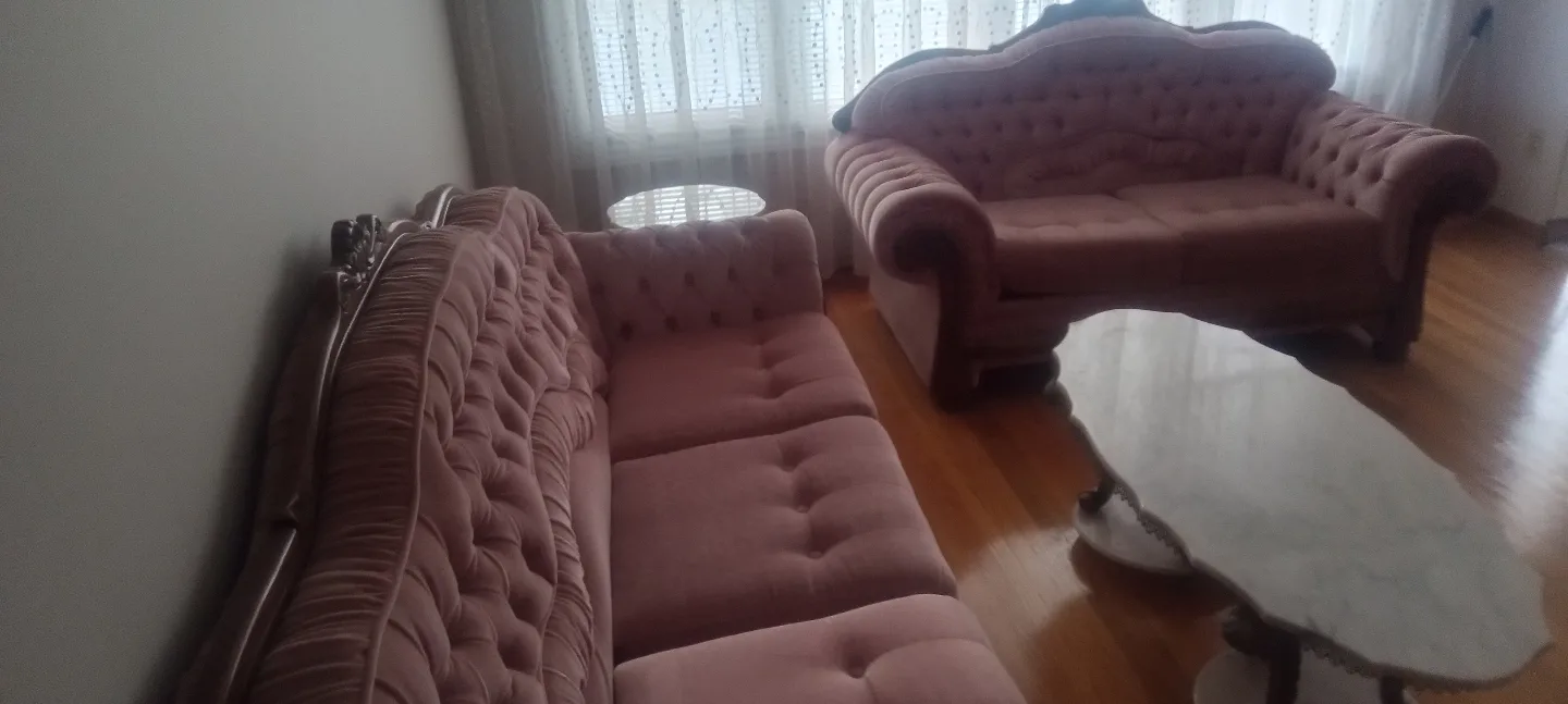 Pink Velvet Living Room Set thumbnail