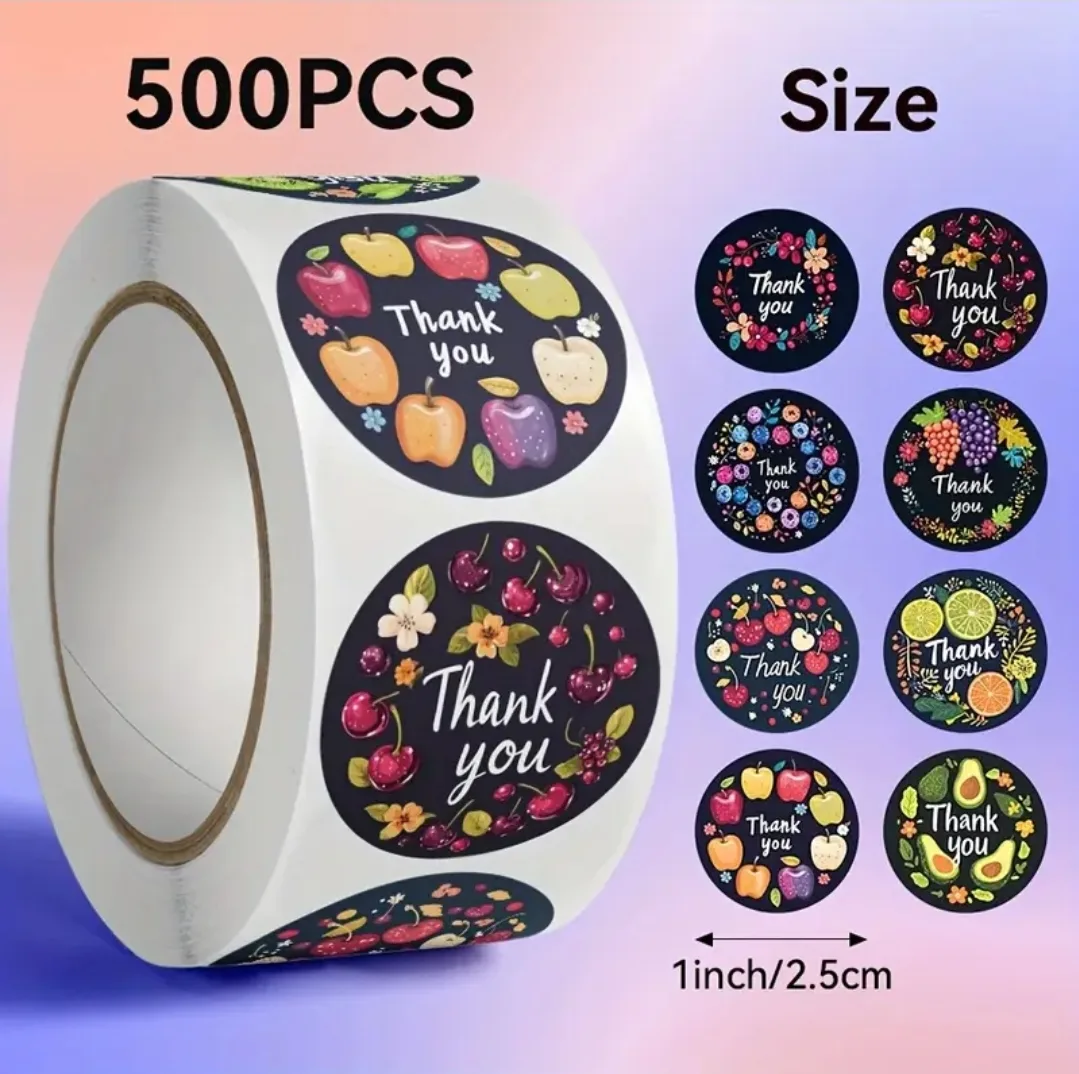 "Thank you" stickers rolls 500 pcs image indicator(5)
