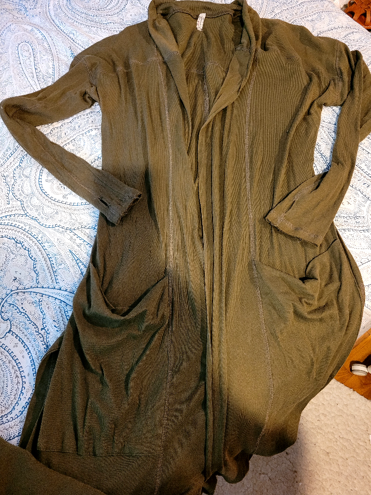 Free People Olive Green Long Cardigan