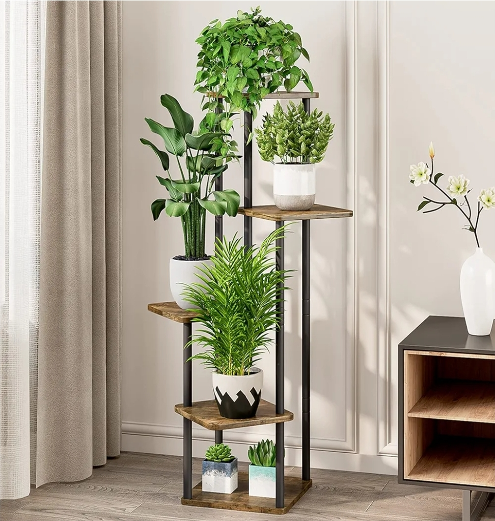 5-Tier Plant Stand, Rustic Brown - photo 3