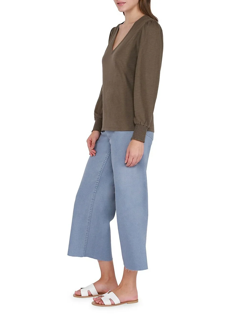 Women's Long Sleeve V-Neck Blouse (SMALL) image indicator(2)