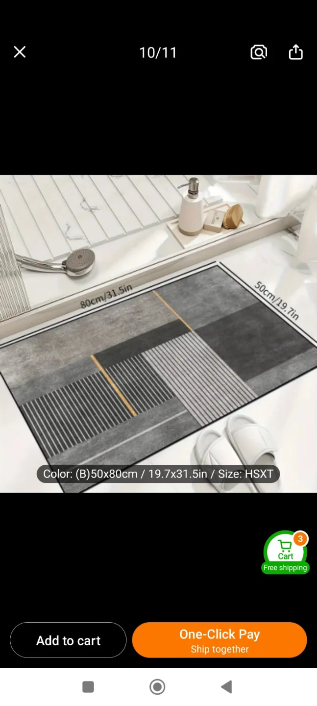Brand New 3 pieces Modern Geometric Line Rectangular Floor Mat image indicator(3)