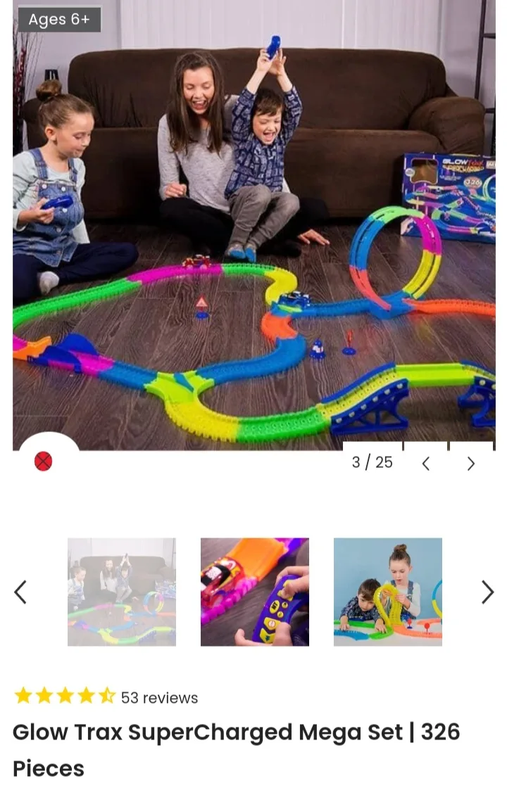 Glow Trax Supercharged Mega Set RC Track Set+Extra cars/ track! image indicator(7)