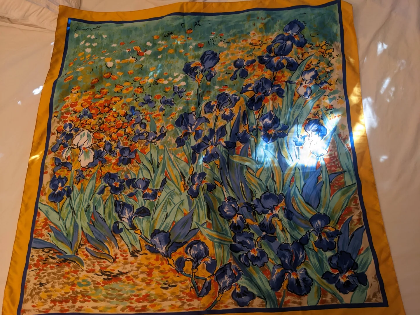 Vintage Iris Silk Scarf thumbnail
