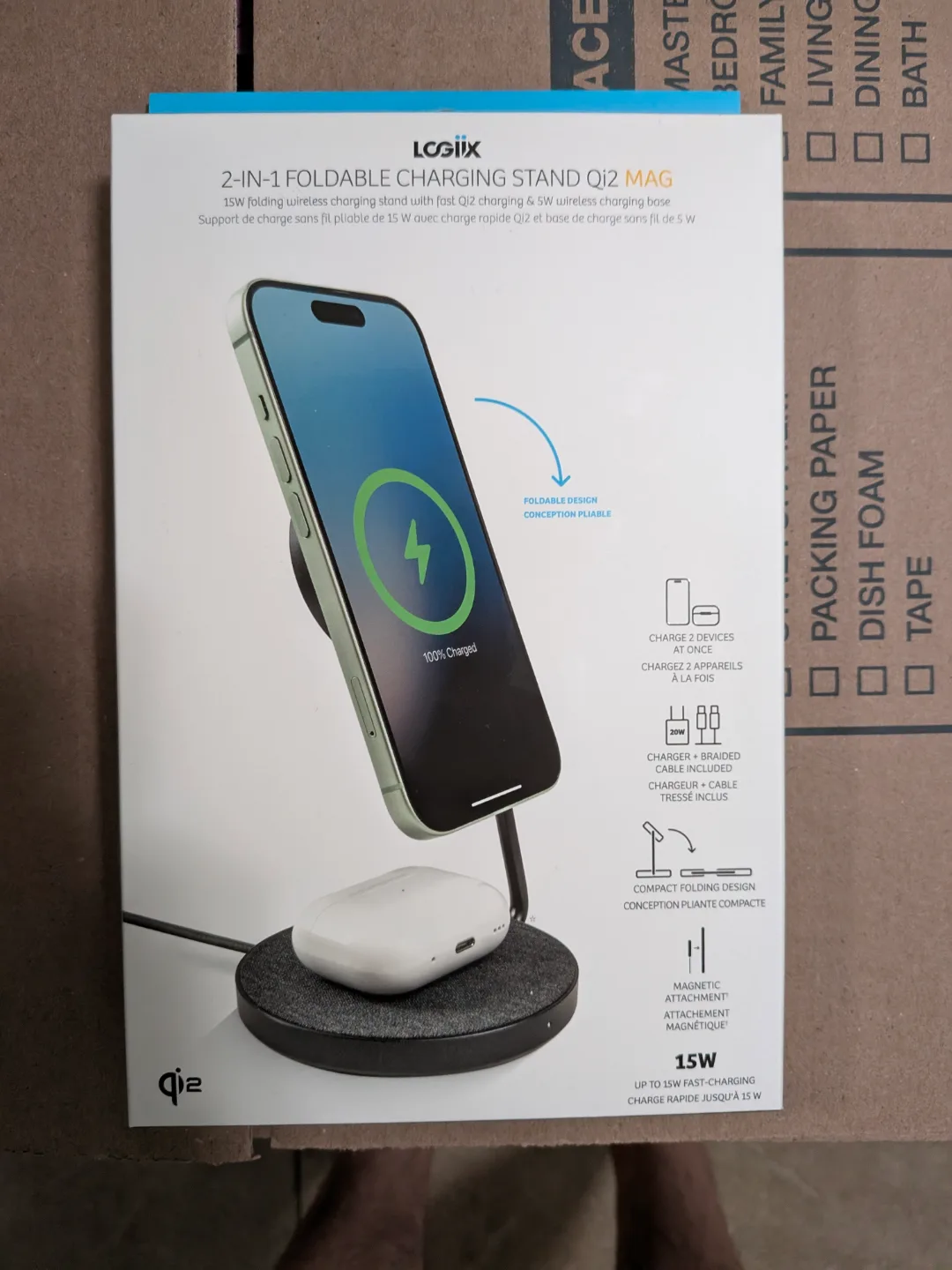 Brand New - LOGIIX 2-in-1 Foldable Charging Stand Qi2 MAG thumbnail