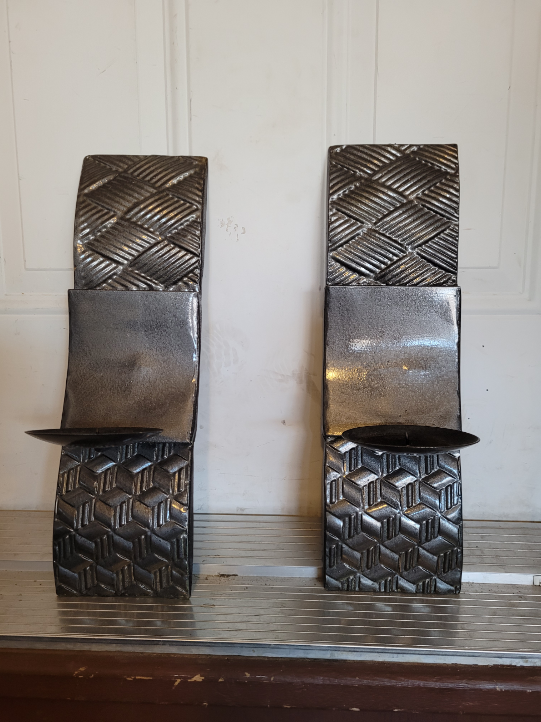 Pair of Metal Wall Candle Holders
