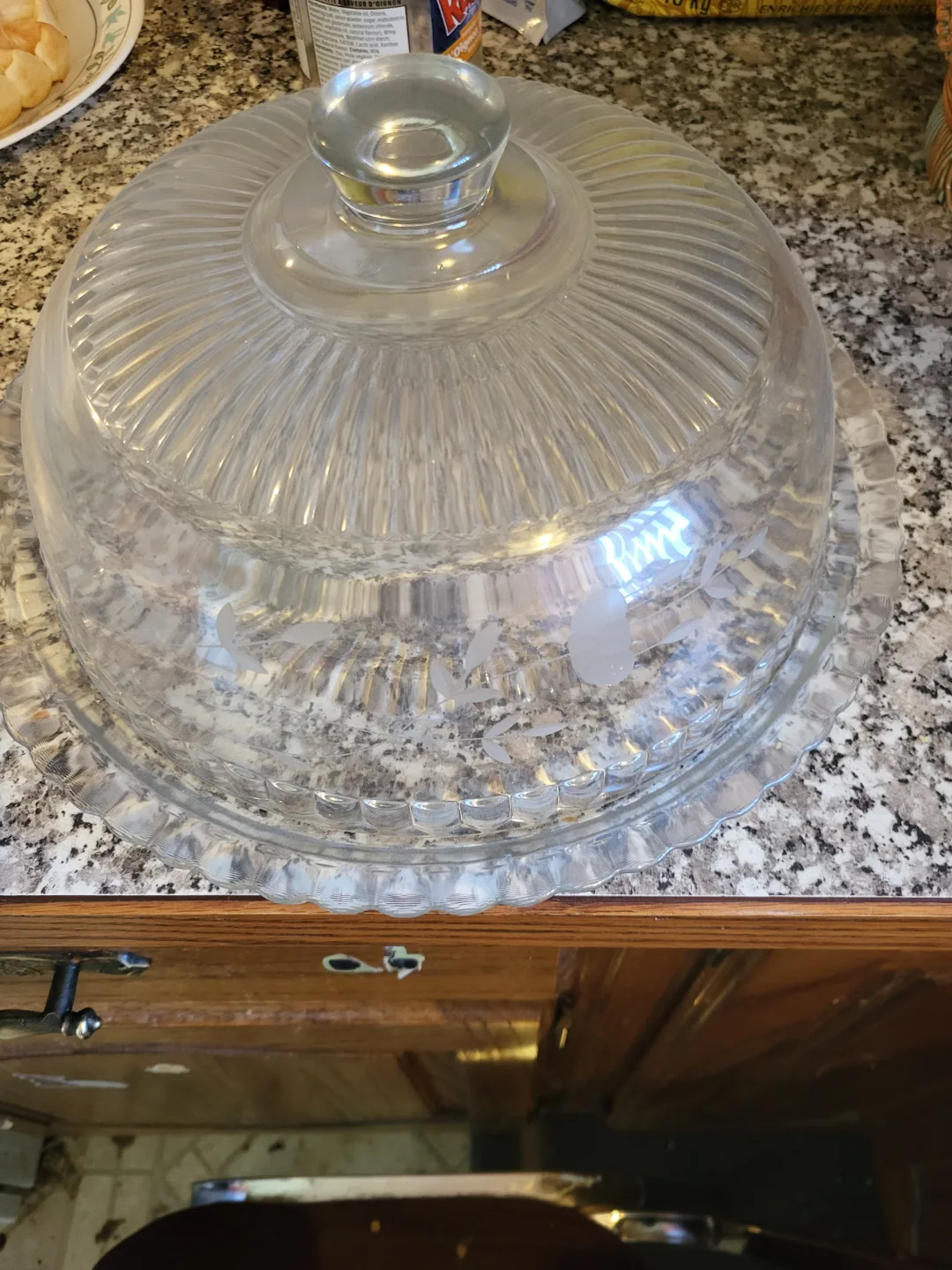 Glass Cake Dome with Etched Design thumbnail