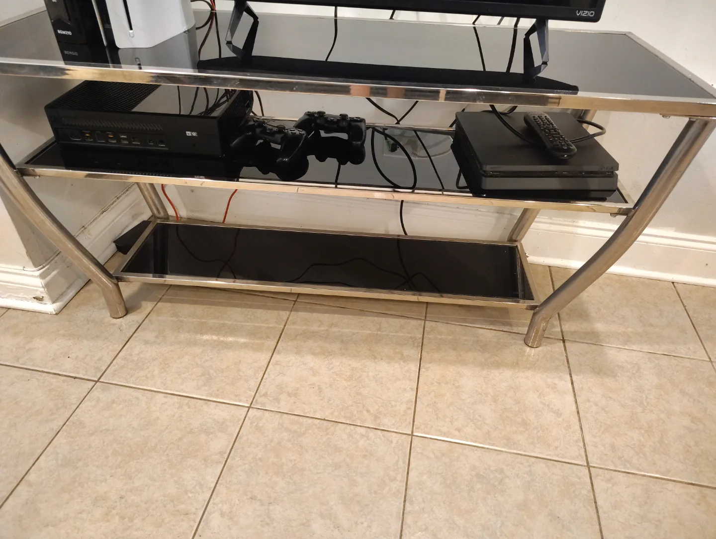 Sleek Glass & Metal TV Stand