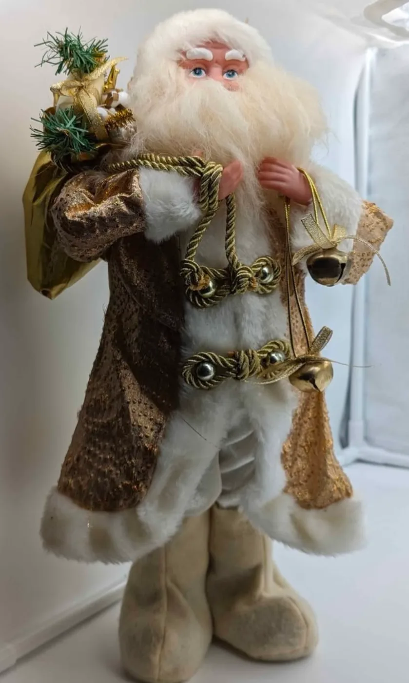 Gold and White Santa Claus Christmas Figurine thumbnail