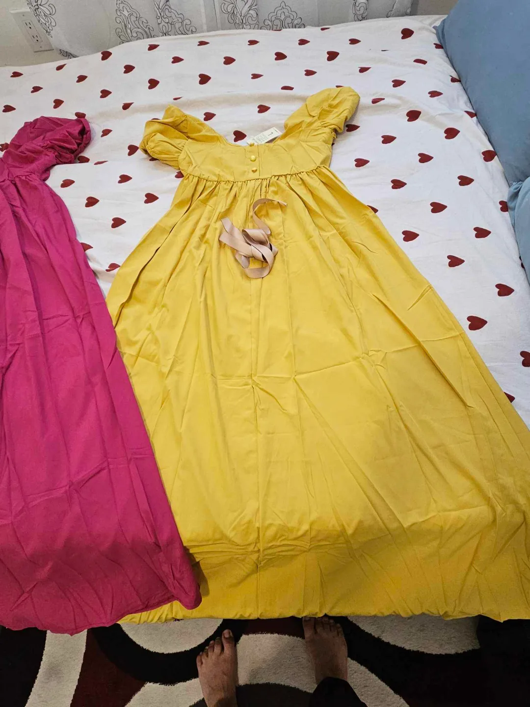 Two Maxi Dresses: Pink and Mustard Yellow thumbnail