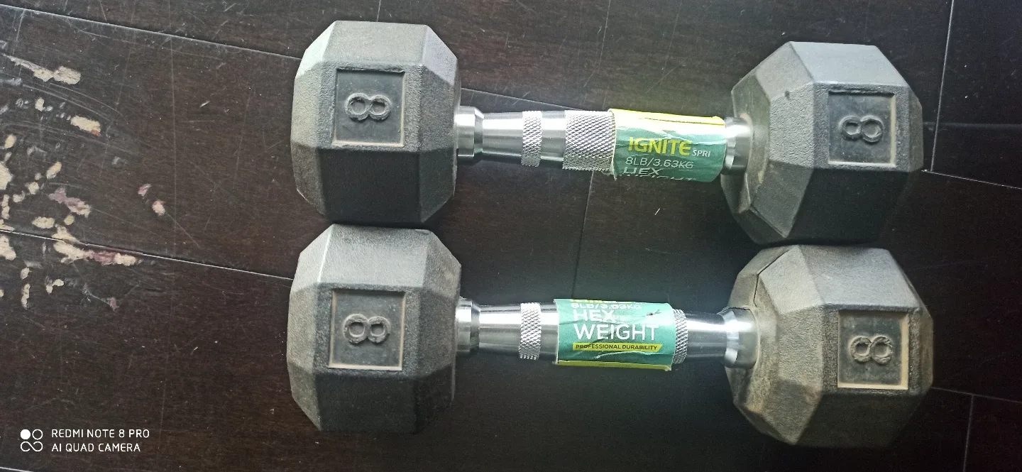 Pair of 8lb Ignite Hex Dumbbells thumbnail