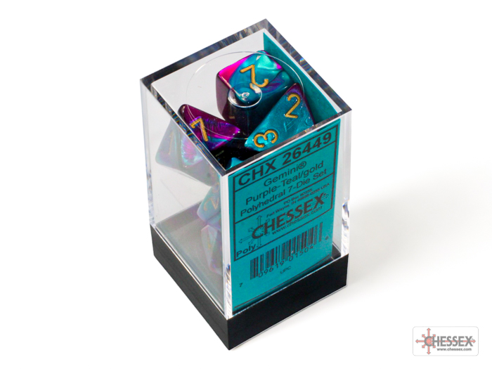 Chessex Gemini Purple Teal Gold Polyhedral 7-Die Set - photo 3