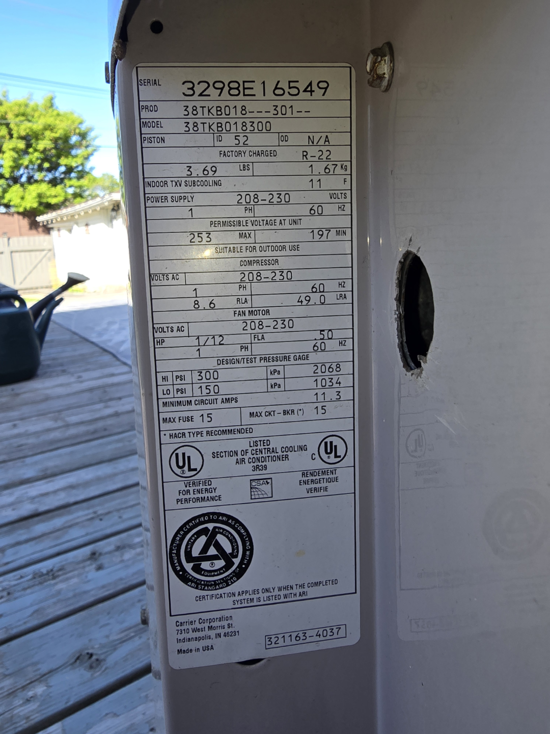 Used Carrier Air Conditioning Condenser Unit - photo 2