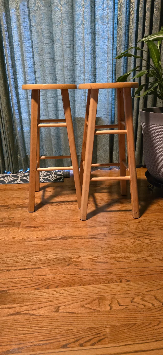 Wooden Stools - Set of 2 thumbnail