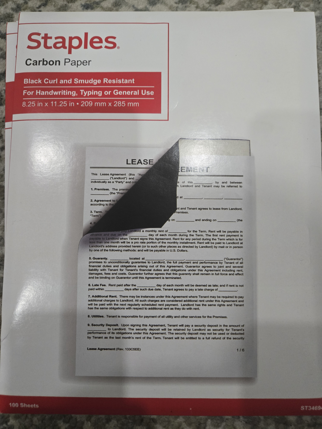 5 Staples Carbon Paper - 100 Sheets 10 each - photo 2