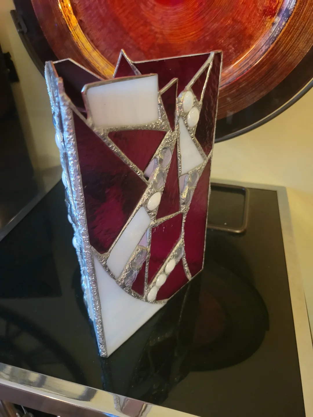 Stained Glass Candle Holder with mirrored bottom image indicator(3)