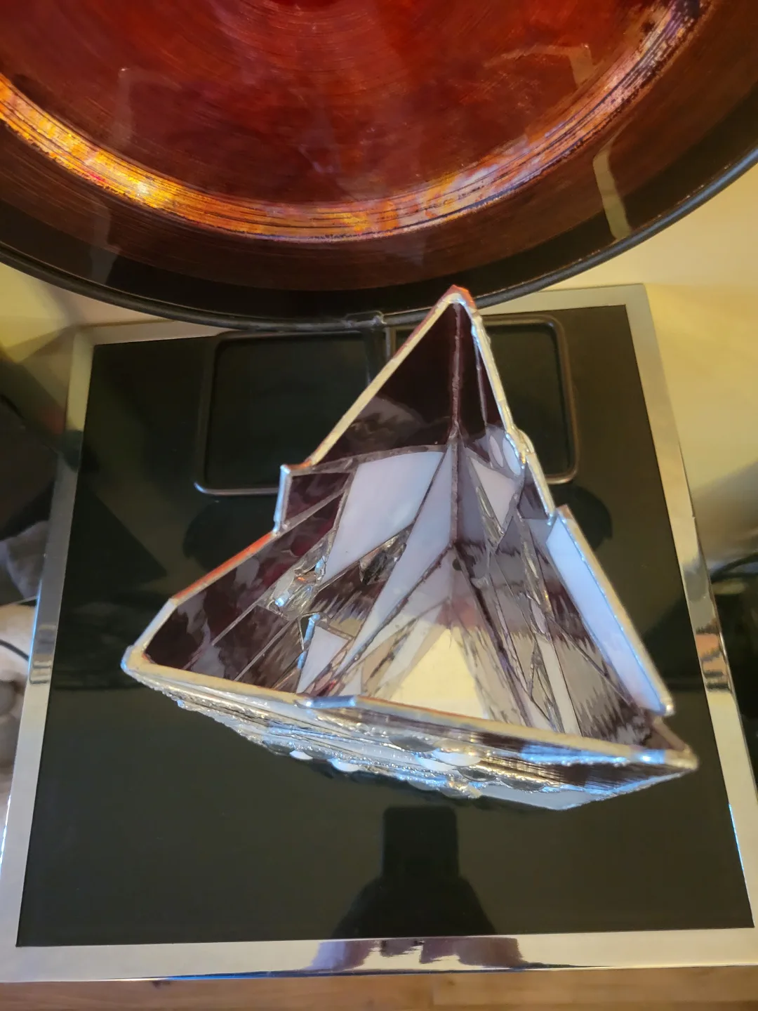 Stained Glass Candle Holder with mirrored bottom image indicator(6)