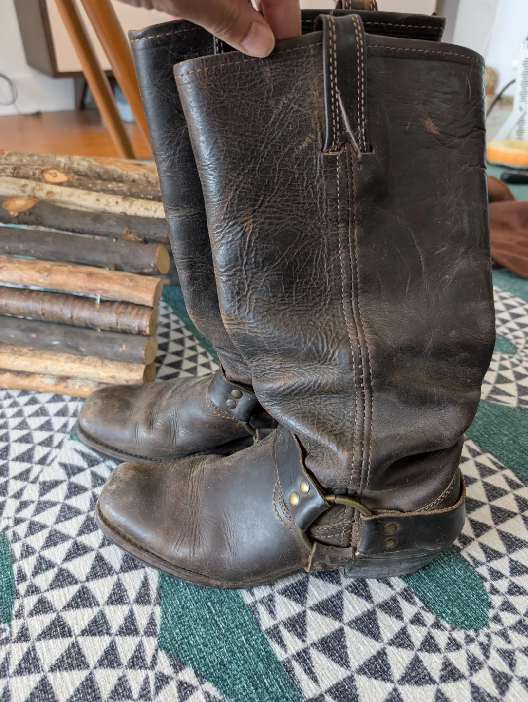 Frye Women's Brown Leather Harness Boots image indicator(4)