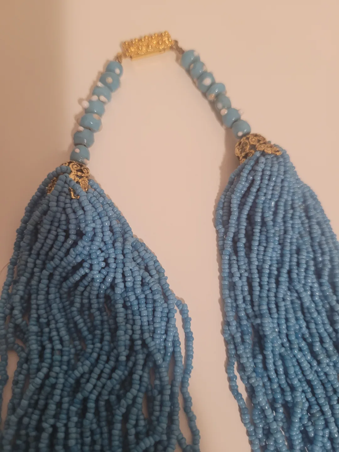 VINTAGE light Blue Seed necklace image indicator(3)