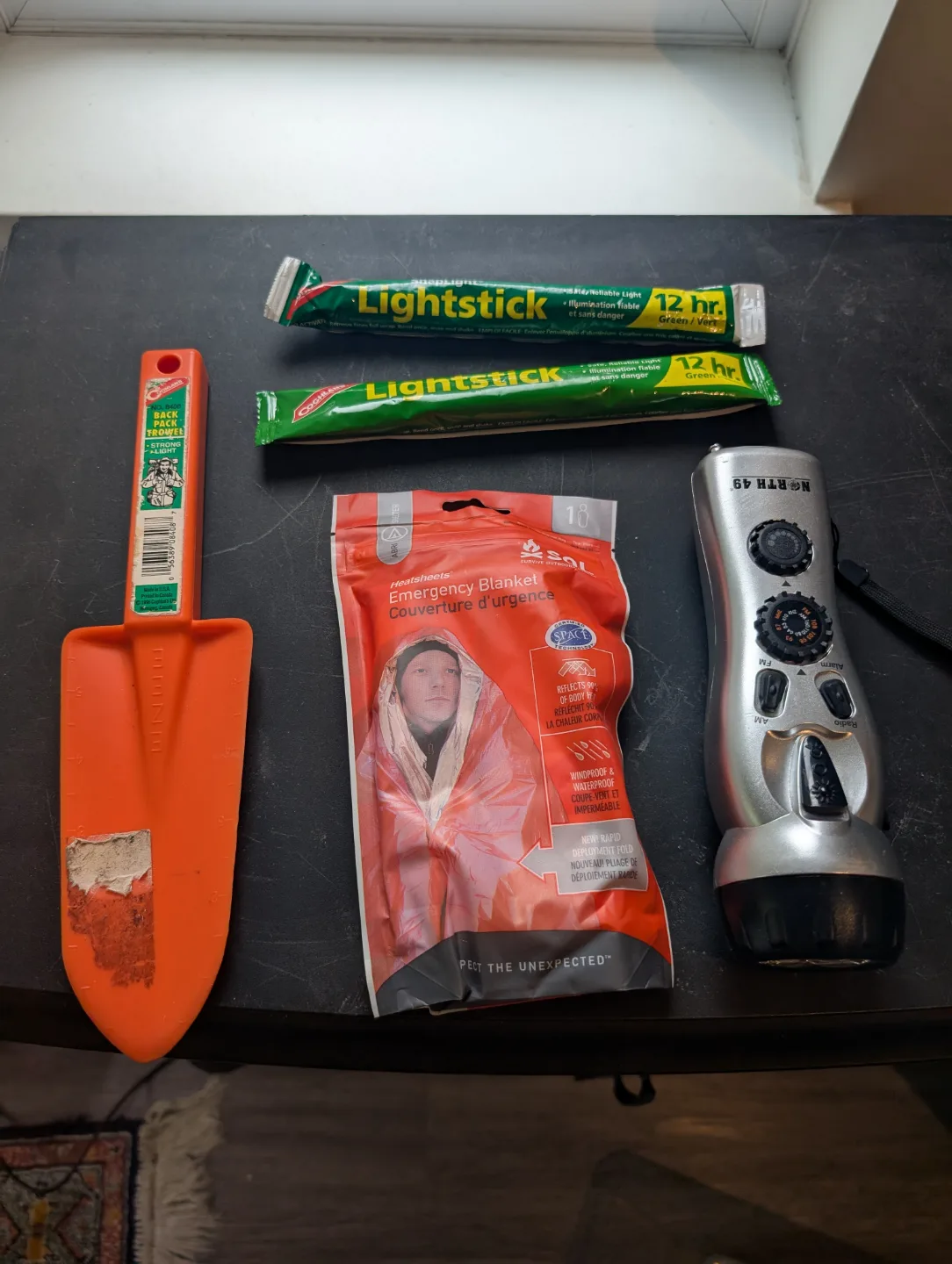 Emergency Kit: Lightstick, Blanket, Flashlight & Trowel thumbnail