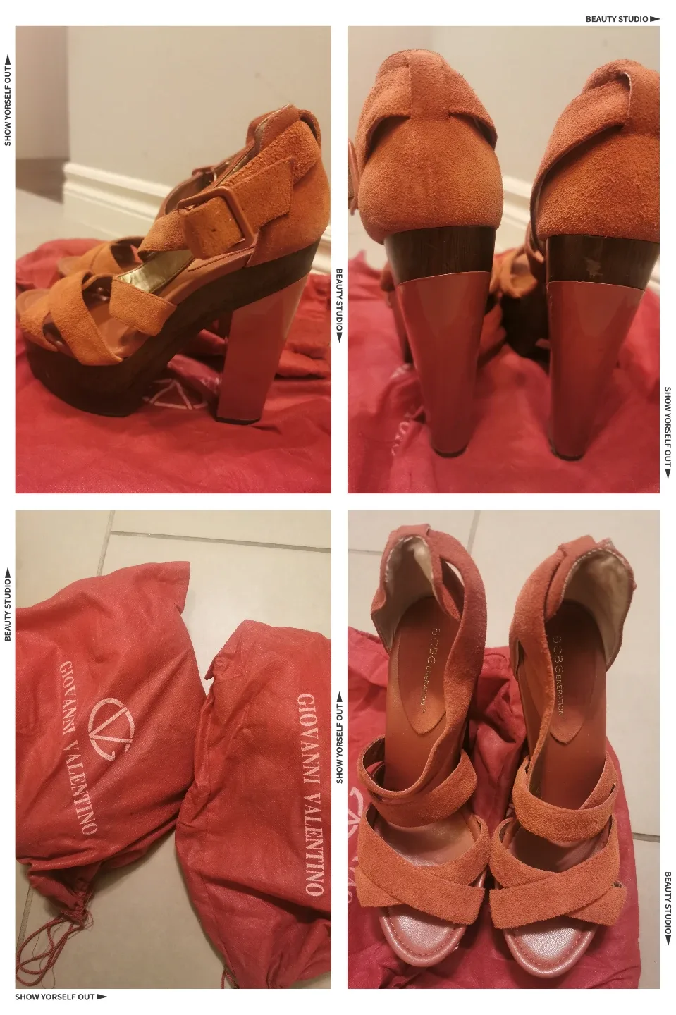 Orange Suede Platform Heels
