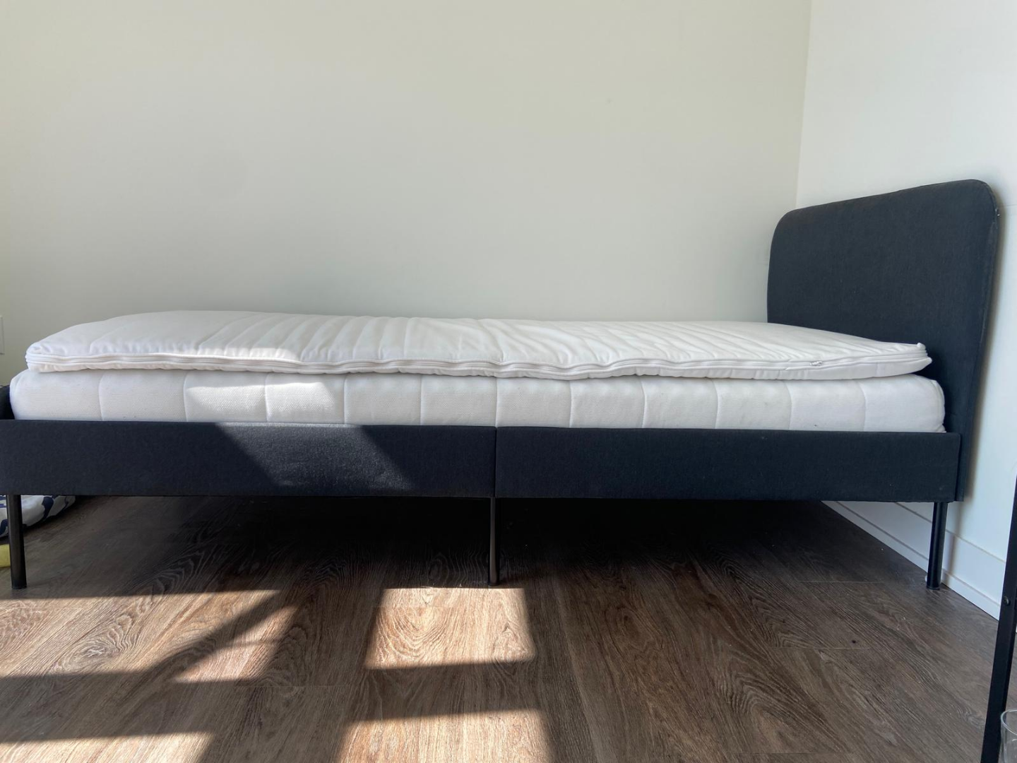 Single Bed Frame with Mattress and Topper