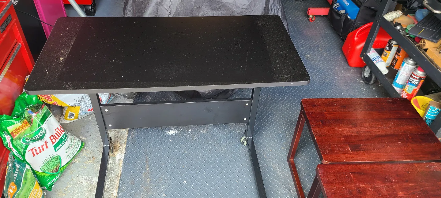 Black rolling computer desk thumbnail