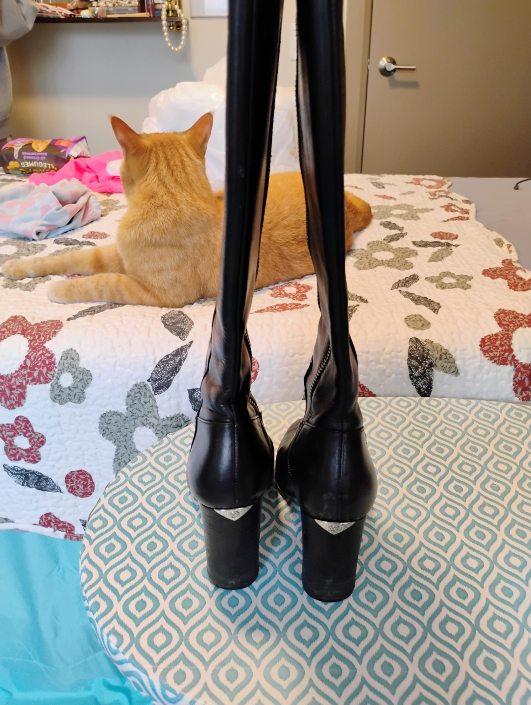 Black Leather Knee-High Boots - photo 2