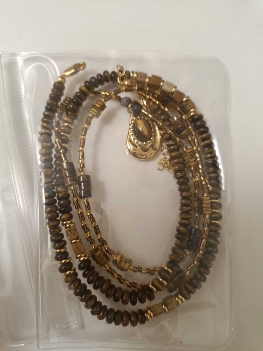 Layered Tiger Eye Beaded Necklace - photo 2