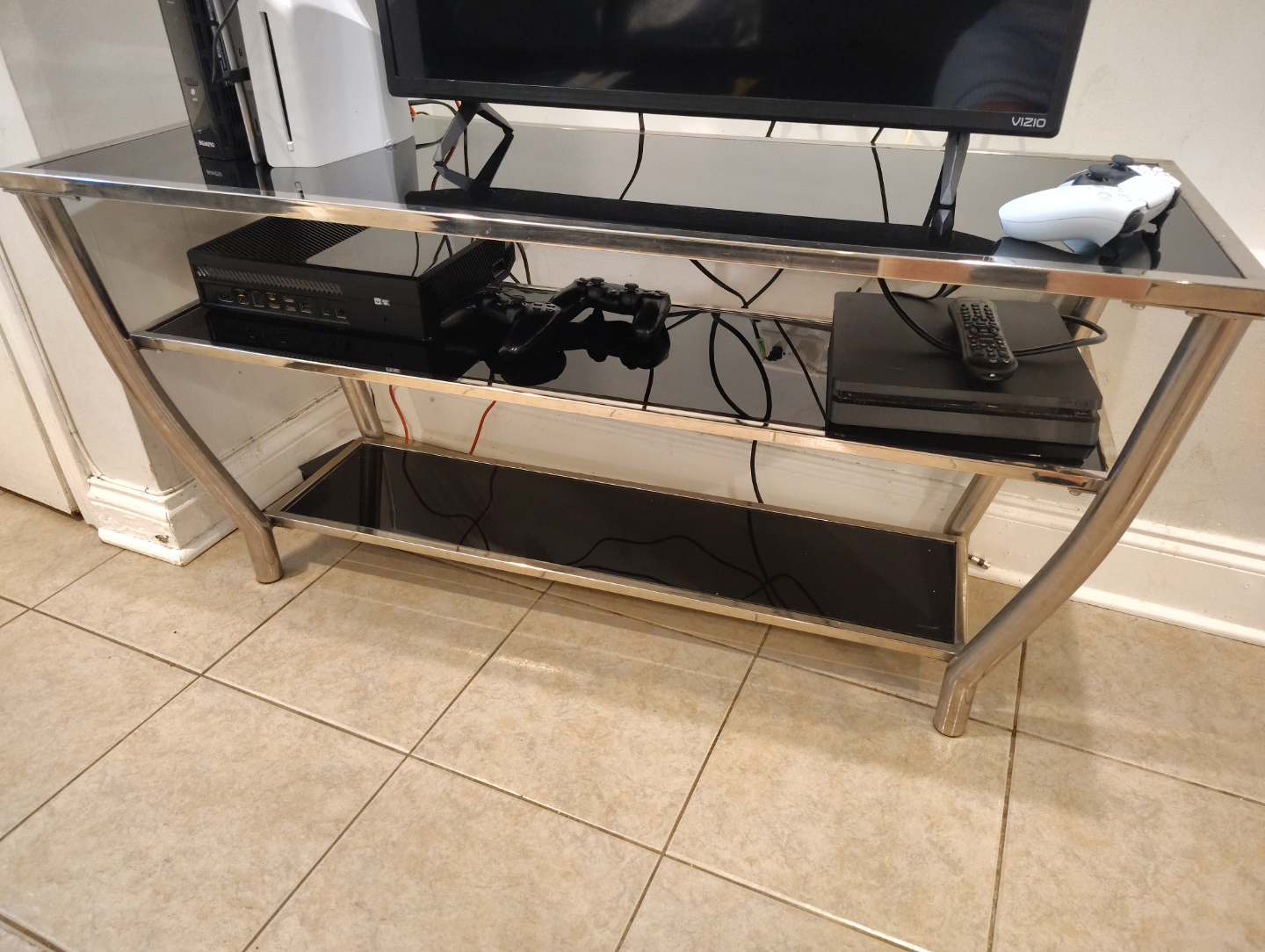 Sleek Glass & Metal TV Stand - photo 2