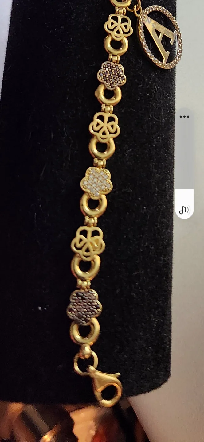 18k Real Gold Bracelet with Letter A Charm image indicator(2)