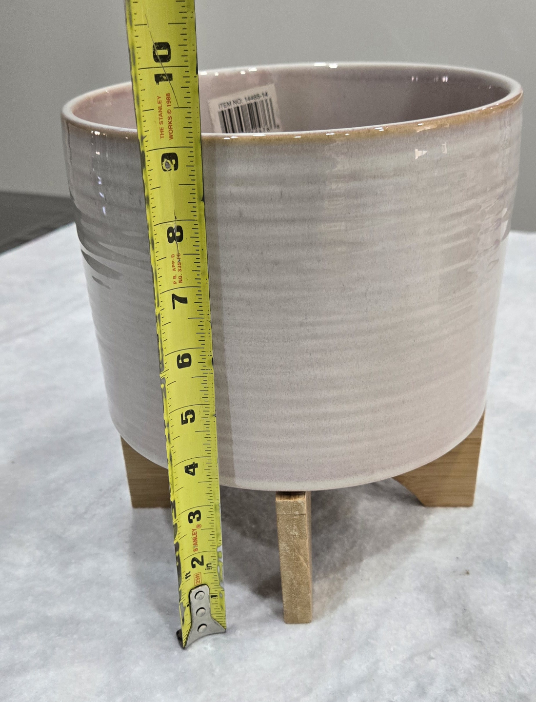 Unique ceramic planter with wooden stand - photo 4