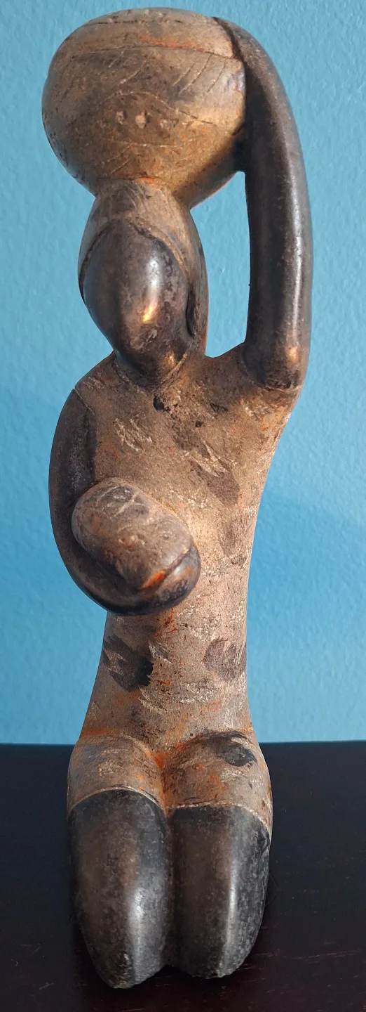 Vintage African Art Soap Stone Carving Figurine of a Woman thumbnail