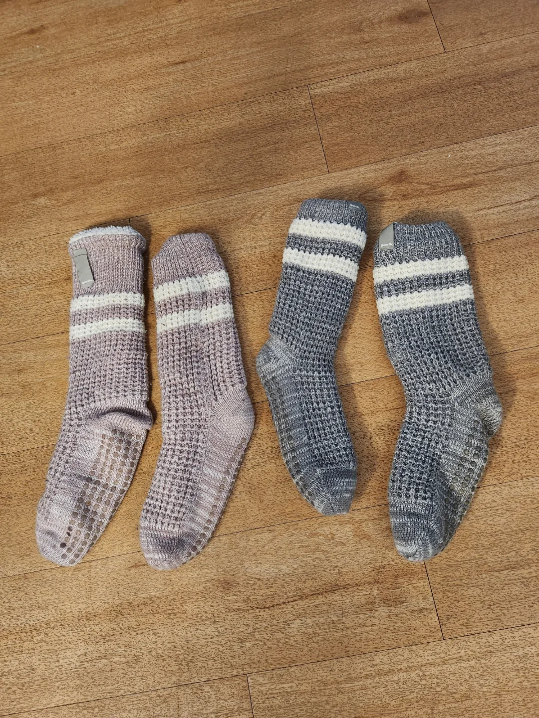 Cozy Waffle Knit Gripper Socks - Two Pairs Bench thumbnail