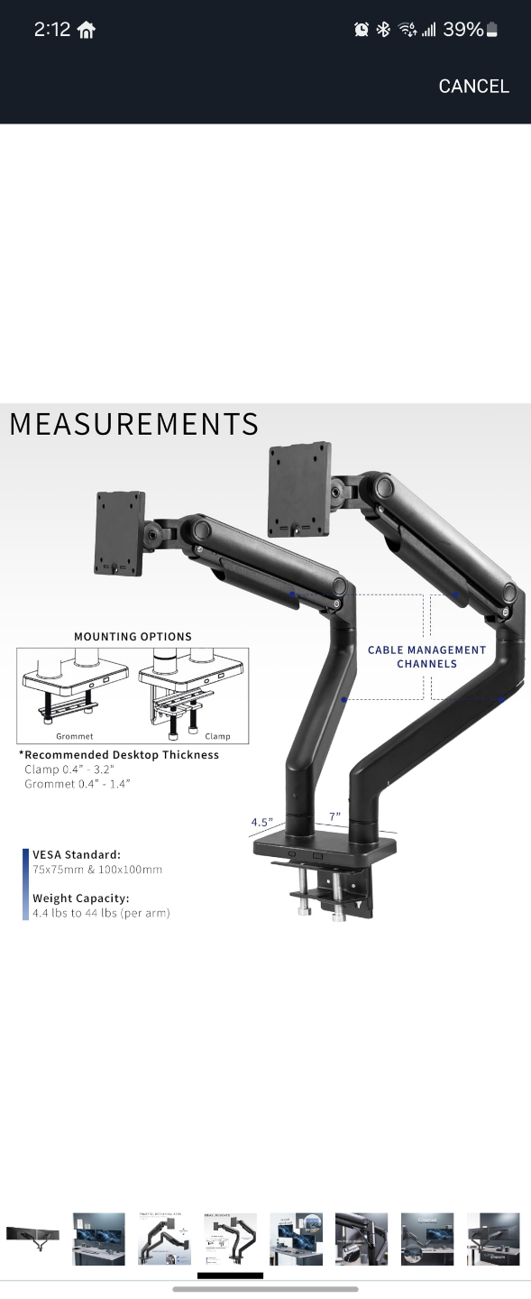 VIVO Dual Monitor Desk Mount - Heavy Duty Adjustable Stand - photo 2