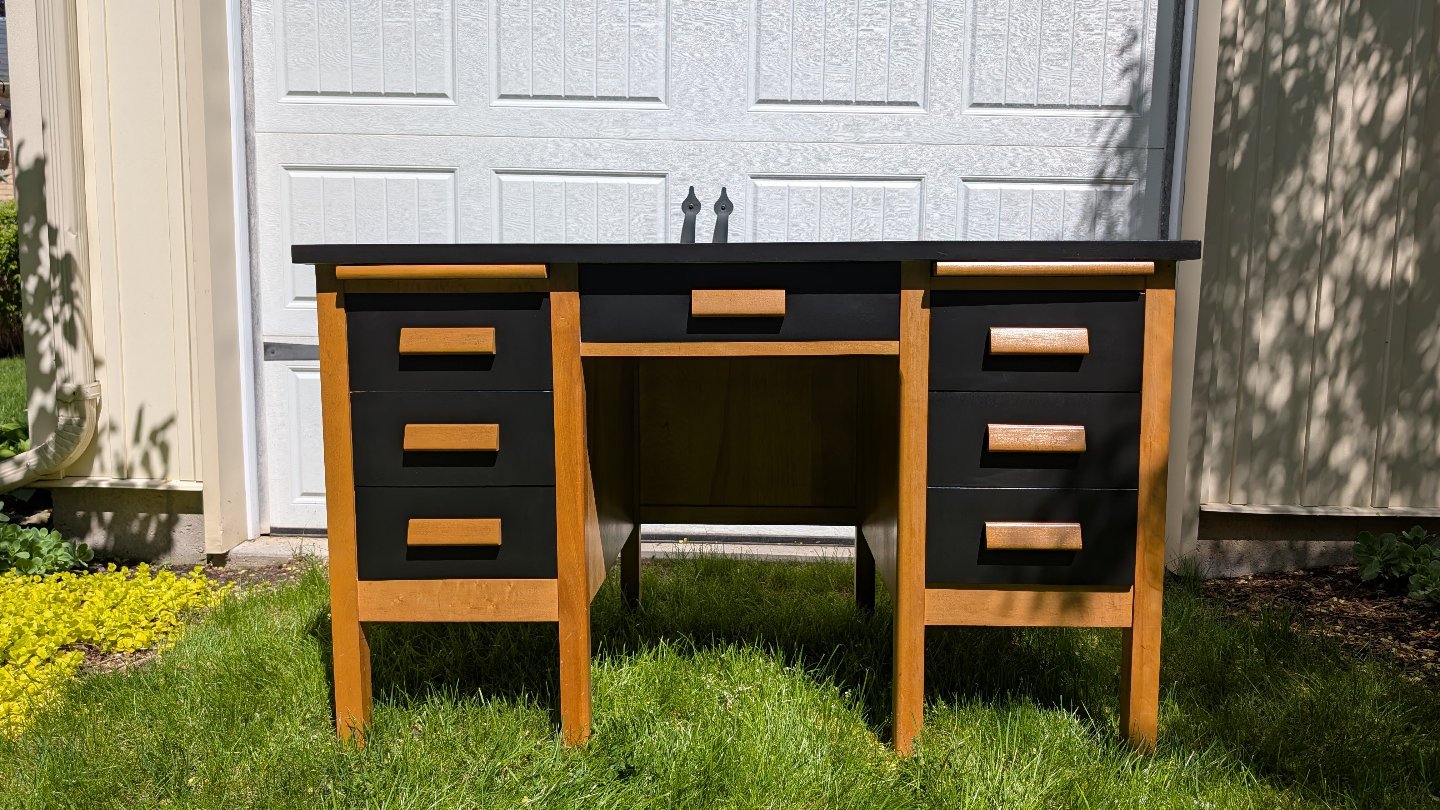 Vintage Teacher's Desk In Oak