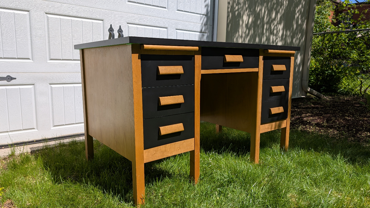 Vintage Teacher's Desk In Oak - photo 2