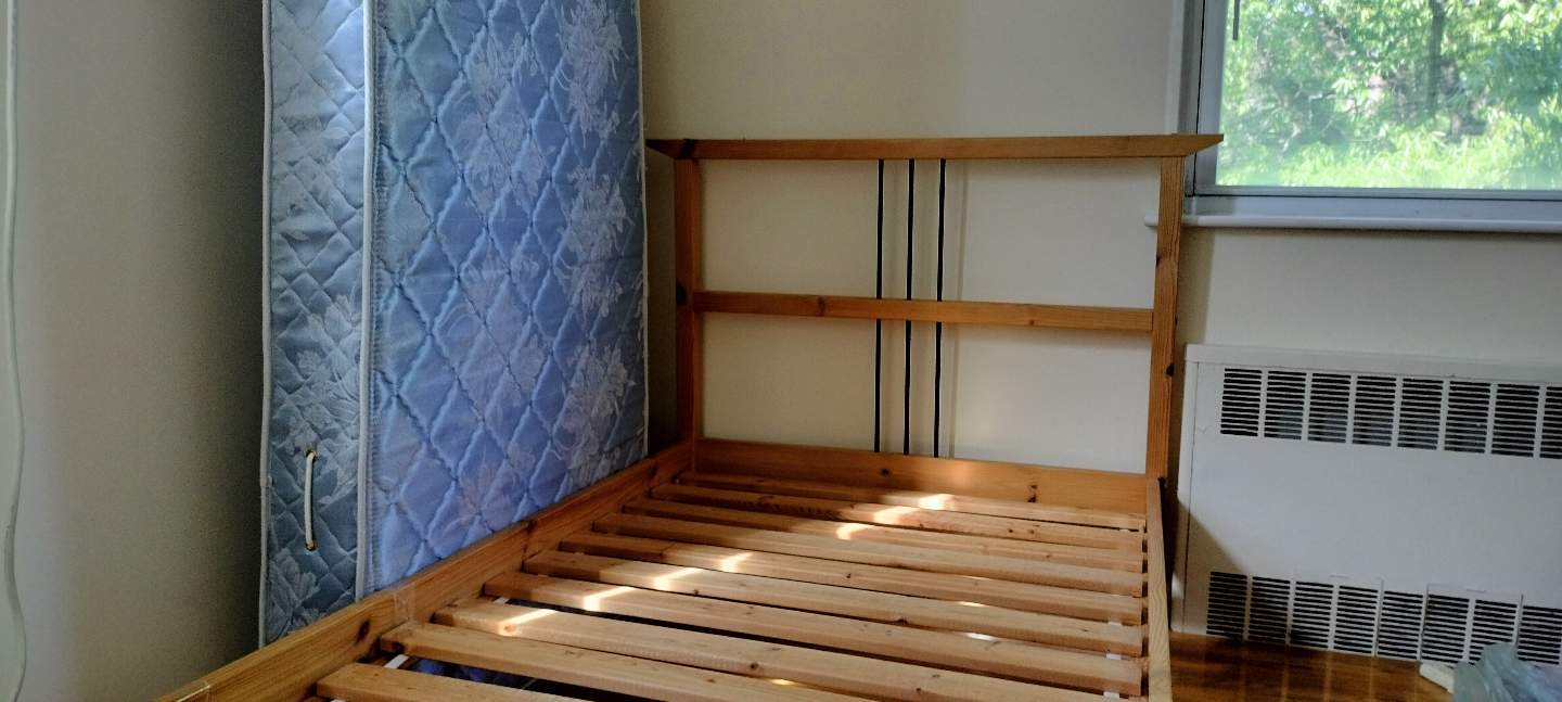 Twin Size Wood Frame Bed Frame with mattress - photo 2