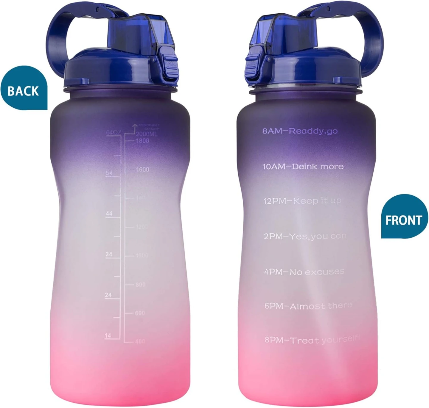 YUNYU 64 oz Motivational Water Bottle - Pink and Purple - photo 5