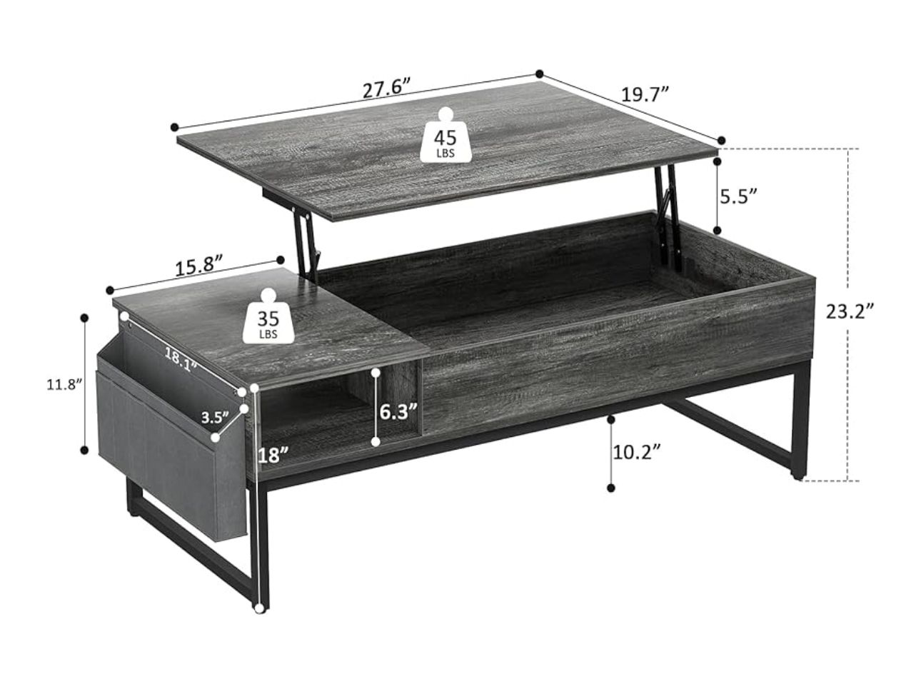 Lift-Top Coffee Table with Storage - photo 5