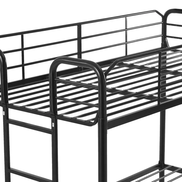 Metal Frame Bunk Bed Space-Saving, Black - photo 4