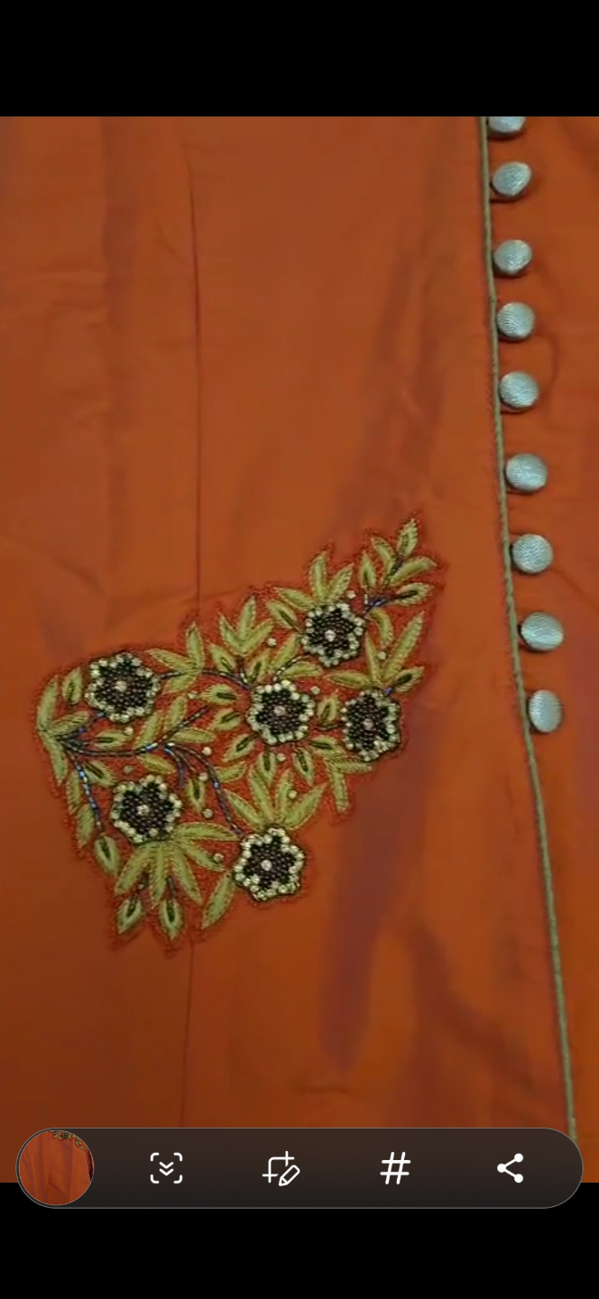 Gorgeous Orange Embroidered Kurti with Pants - photo 2
