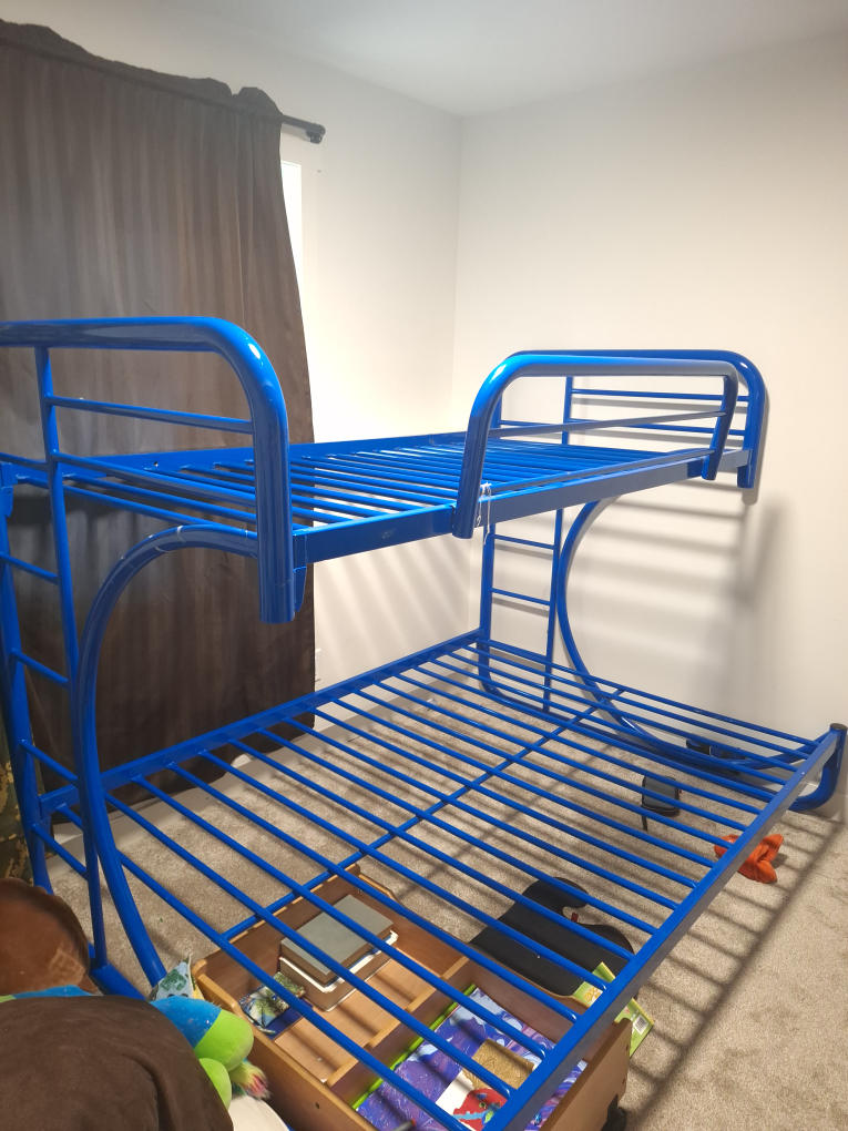 Twin Over Double Blue Metal Bunk Bed Frame - photo 2