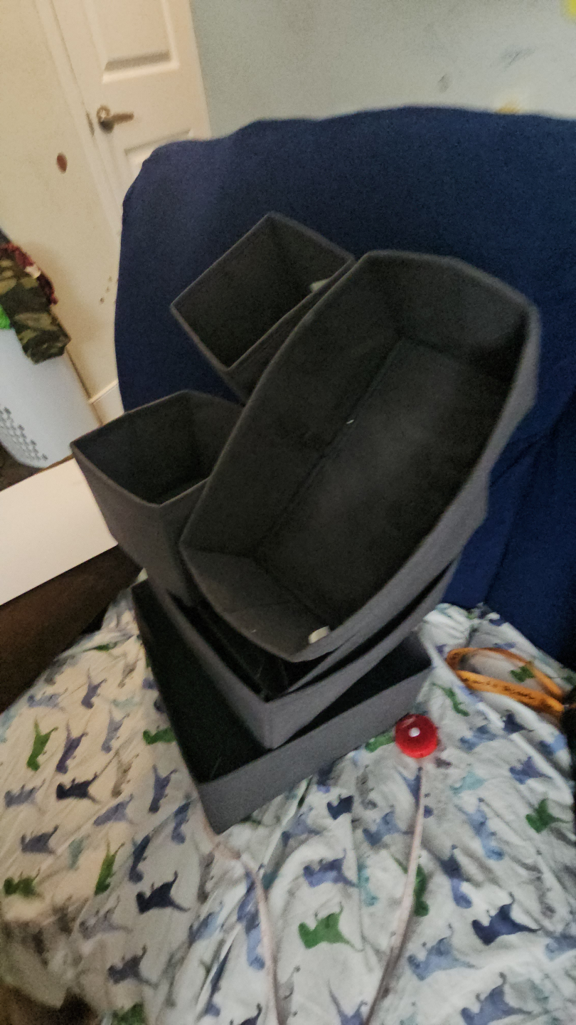 Set of Grey Fabric Storage Bins and Black Storage Container - photo 5