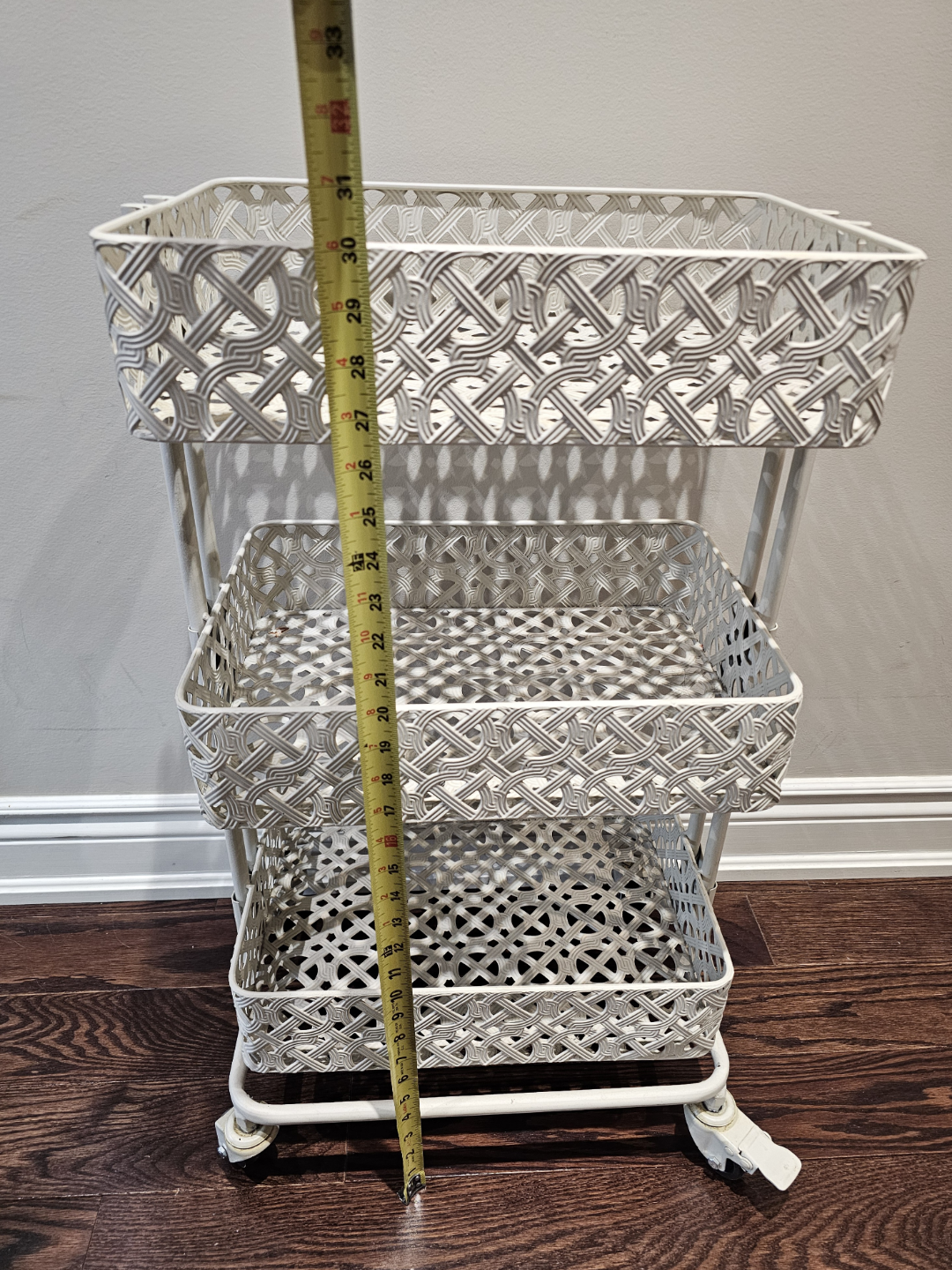 Three-Tier Rolling Cart with Decorative Baskets - photo 5
