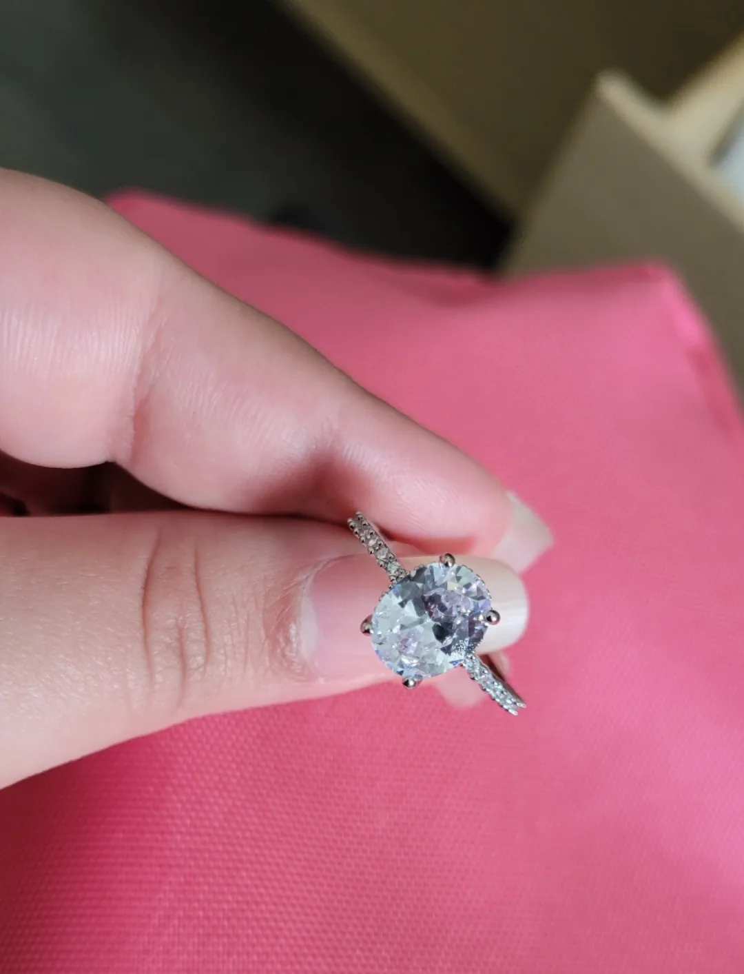 Oval Cut Cubic Zirconia Engagement Ring Size 7 thumbnail